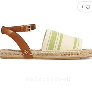 Tory Burch Awning Espadrille Striped Sandals (7.5)